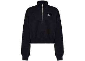 Nike Women's Phoenix Fleece Oversized 1/2-Zip Crop Fleece Sweatshirt Black/Sail - vue 360