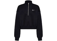Nike Women's Phoenix Fleece Oversized 1/2-Zip Crop Fleece Sweatshirt Black/Sail