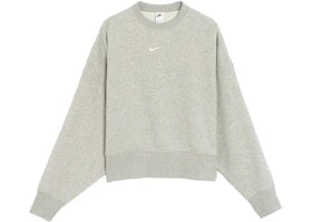 Nike Women's Phoenix Fleece Oversized Crew Sweatshirt Dark Grey Heather/Sail - authentic Nike apparel