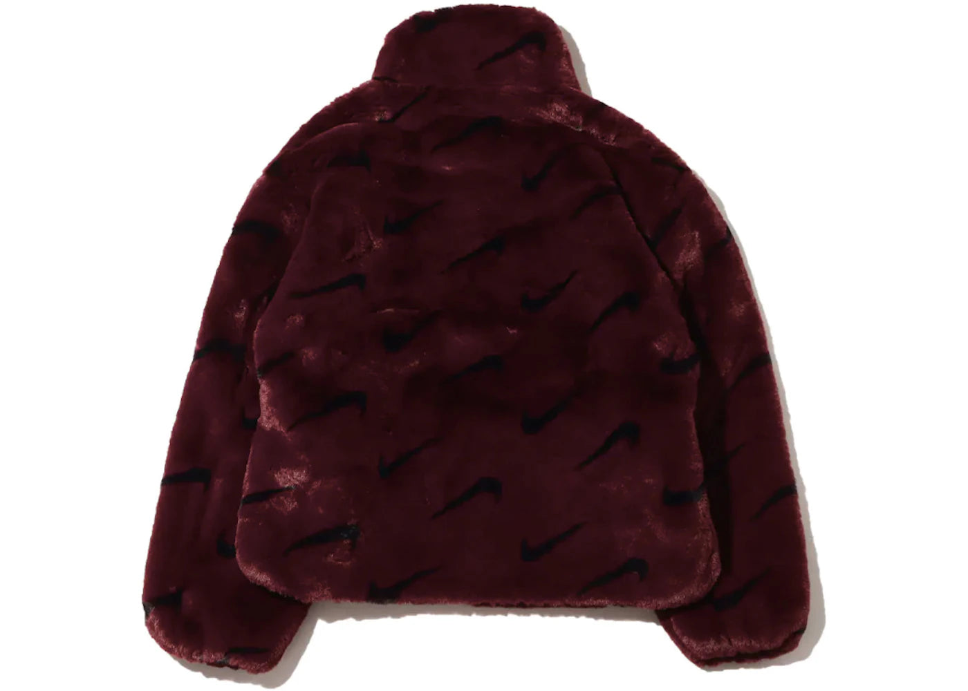 Nike Women's Printed Faux Fur Jacket (Asia Sizing) Burgundy Crush - vue secondaire B