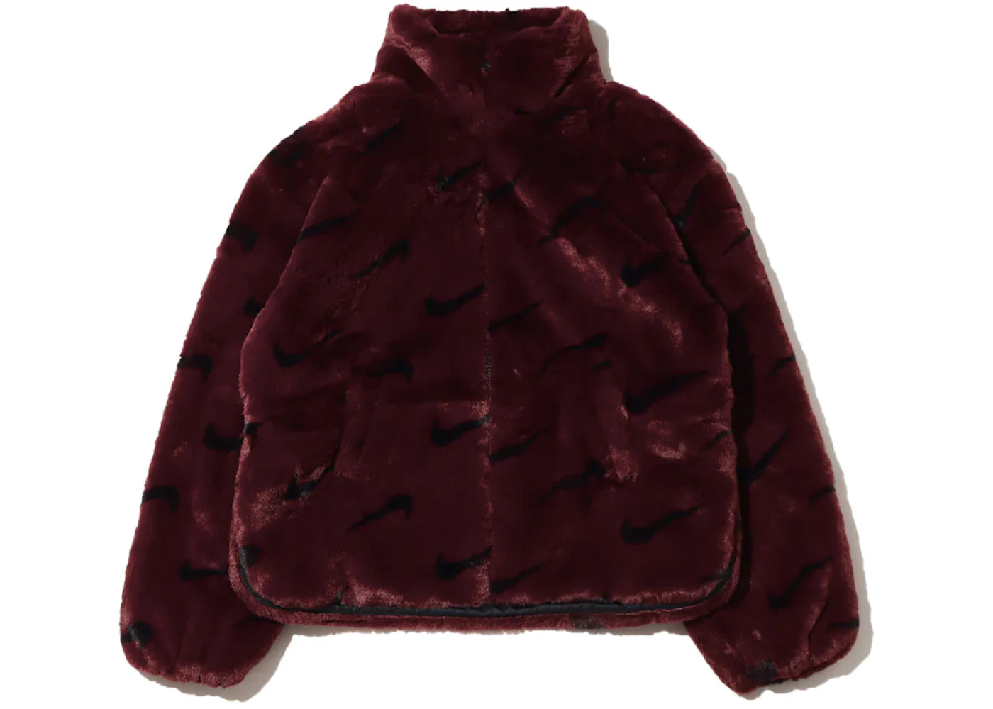 Nike Women's Printed Faux Fur Jacket (Asia Sizing) Burgundy Crush - vue secondaire A