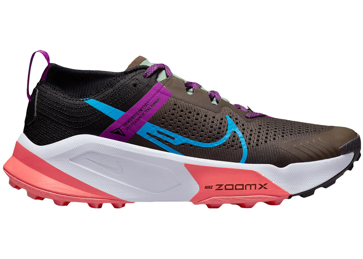 Nike ZoomX Zegama Trail Ironstone Laser Blue Magic Ember - vue 360