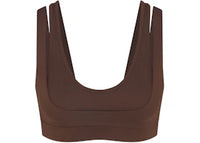 Nike x SKIMS Women's Matte Double Strap Scoop Bra Dark Sepia