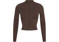 Nike x SKIMS Women's Matte Mock Neck Full Zip Jacket Dark Sepia
