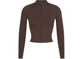 Nike x SKIMS Women's Matte Mock Neck Full Zip Jacket Dark Sepia