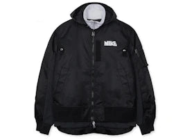 Nike x Sacai Layered Bomber Jacket Black (Womens) - vue 360