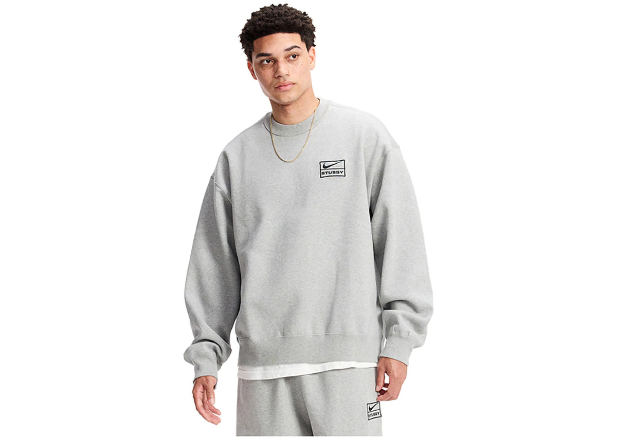 Nike x Stussy Crew Fleece Grey - vue secondaire B