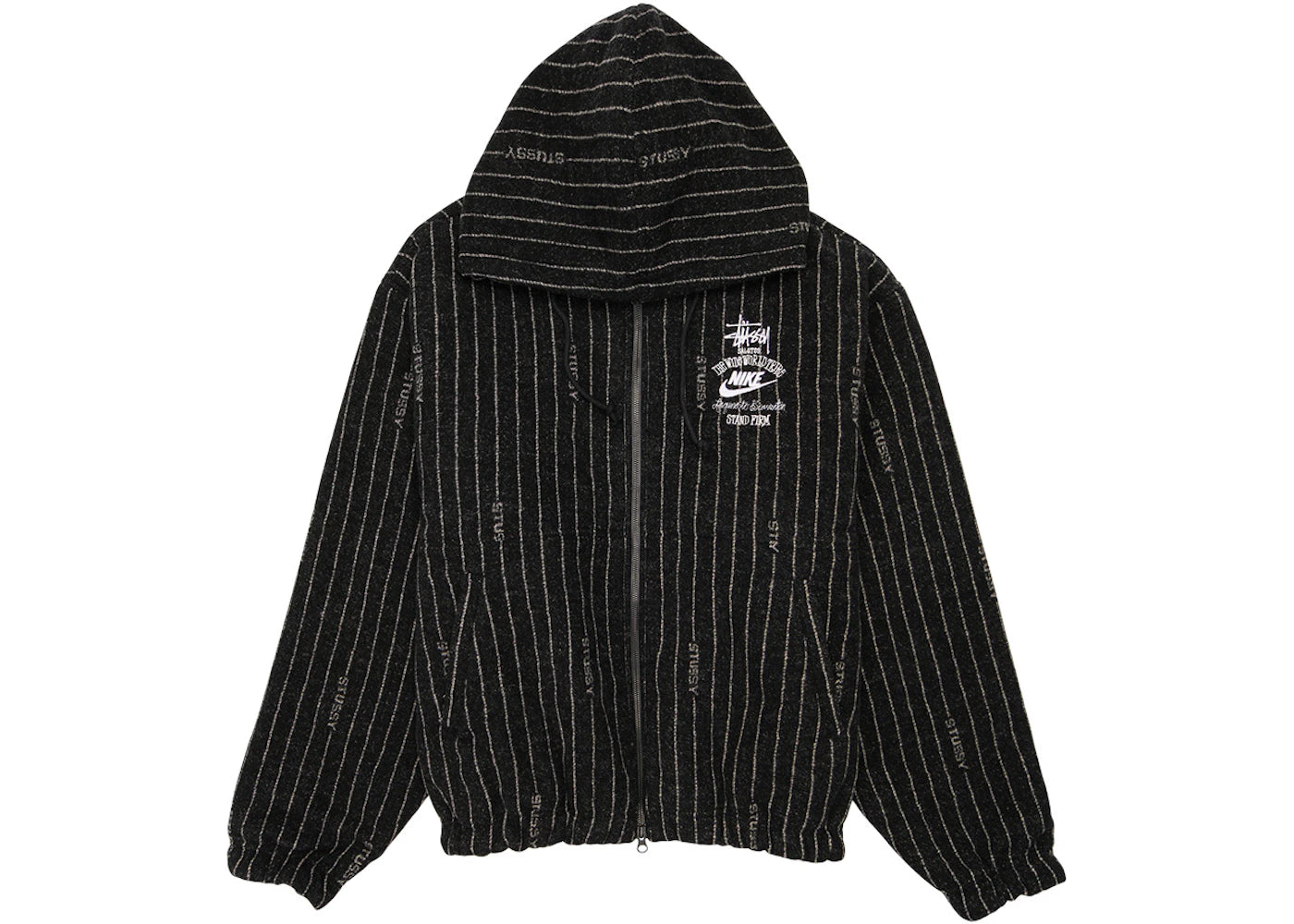 Nike x Stussy Striped Wool Jacket Black - vue 360