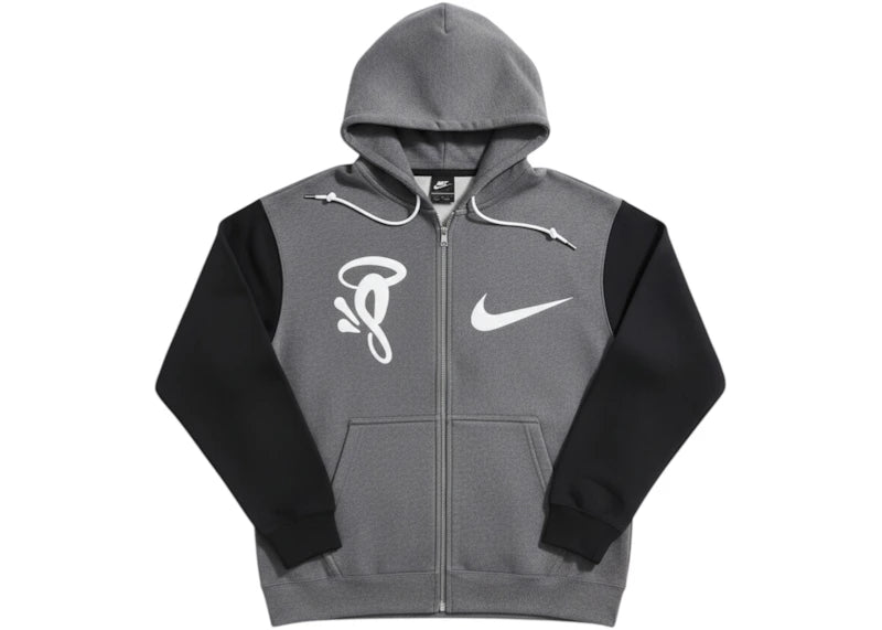 Nike x Syna Solo Swoosh Fleece Full-Zip Hoodie Grey - vue 360