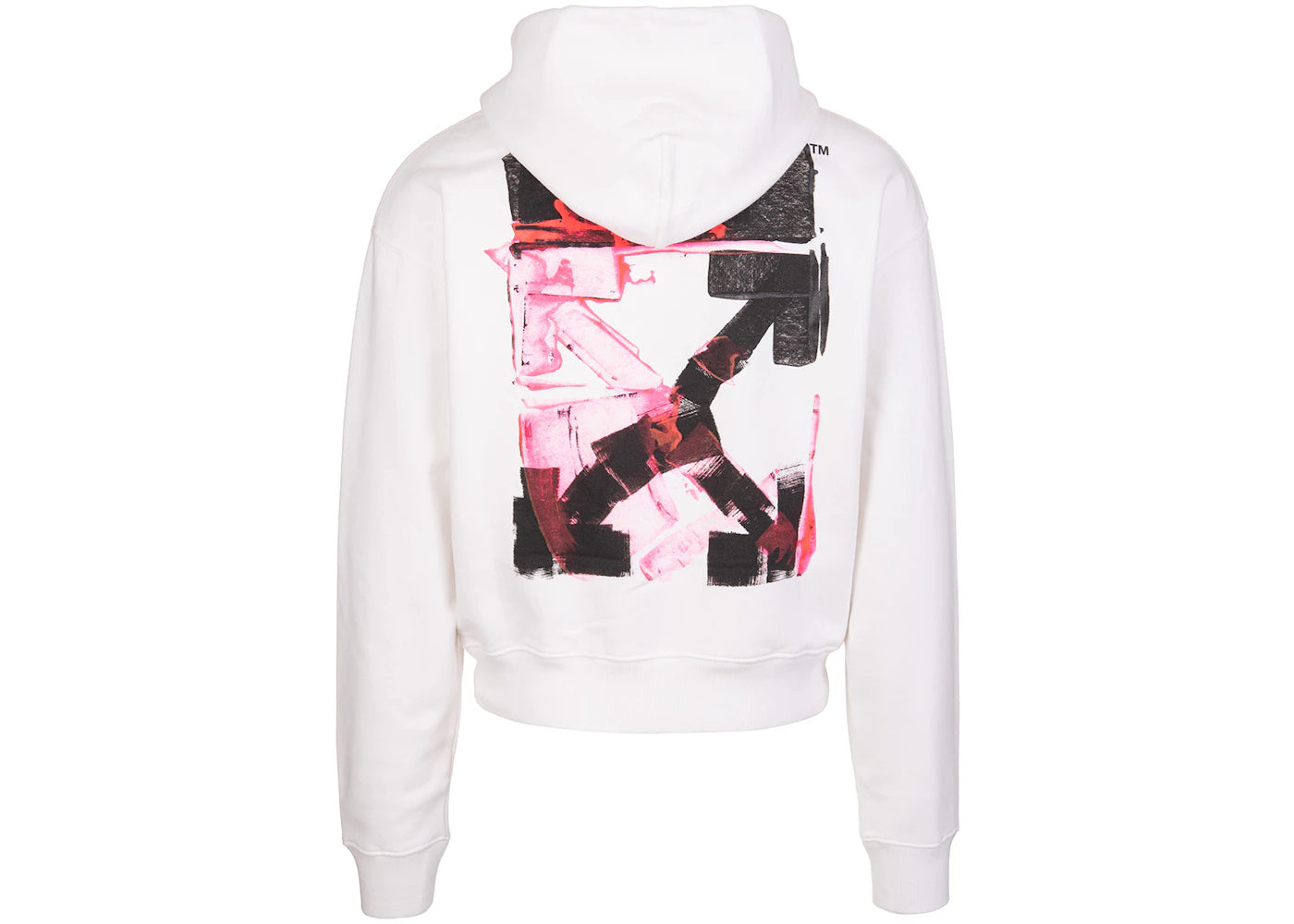 OFF-WHITE Acrylic Arrow Logo Print Hooded Sweatshirt White Black Fucshia - vue secondaire B