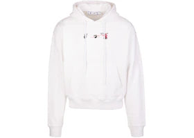 OFF-WHITE Acrylic Arrow Logo Print Hooded Sweatshirt White Black Fucshia - vue 360