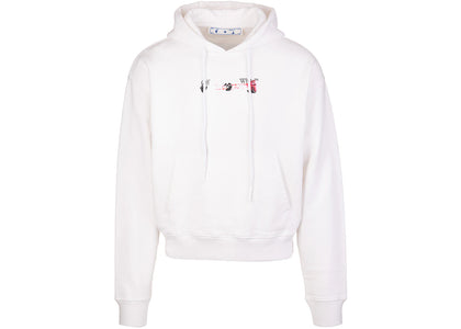 OFF-WHITE Acrylic Arrow Logo Print Hooded Sweatshirt White Black Fucshia - apparel view 2