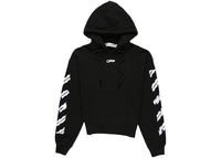 OFF-WHITE Hoodie mit diagonalem Flughafen-Bandpfeil-Motiv, Schwarz/Mehrfarbig