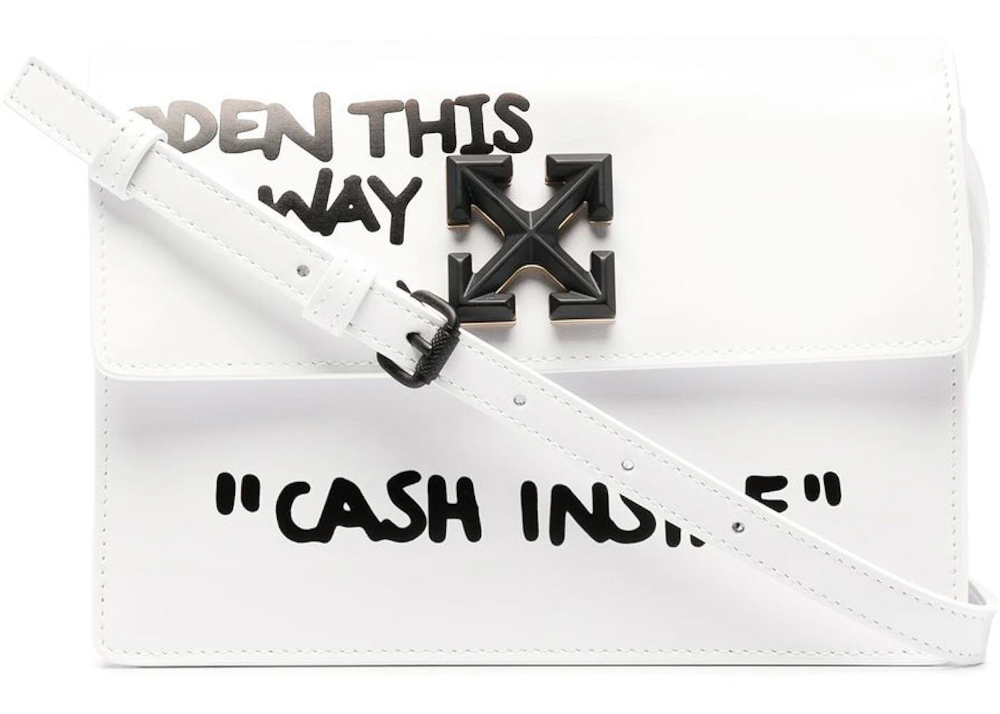 OFF-WHITE „CASH INSIDE“ SS22 Jitney Tasche Weiß/Schwarz - vue 360