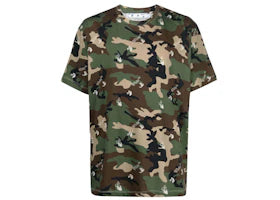 OFF-WHITE Camouflage Print Crew Neck T-Shirt Green - vue 360