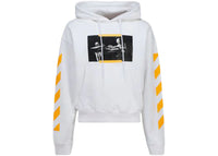 OFF-WHITE Kapuzenpullover mit Caravaggio-Schriftzug des Heiligen Hieronymus, Weiß/Gelb/Schwarz