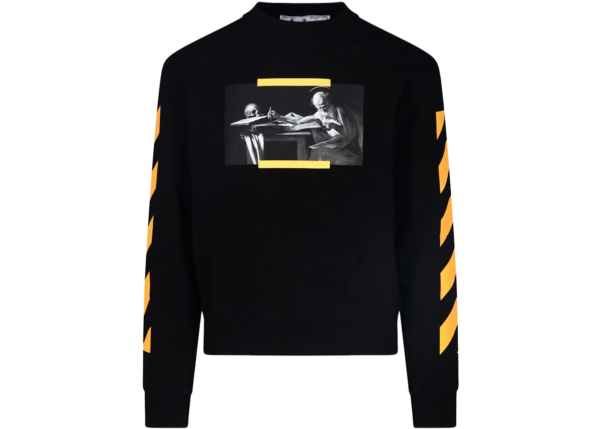 OFF-WHITE Caravaggio Saint Jerome Writing Print Sweatshirt Black Yellow - vue secondaire A