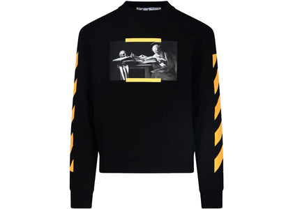 OFF-WHITE Caravaggio Saint Jerome Writing Print Sweatshirt Black Yellow - apparel view 2
