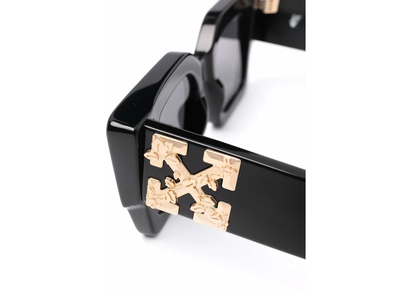 OFF-WHITE Catalina Rectangular Frame Sunglasses Black/Dark Grey/Gold (OERI003Y21PLA0011007 / OERI003C99PLA0011007)