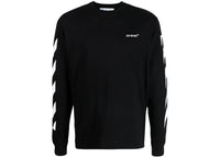 OFF-WHITE Langarmshirt mit diagonalem Helvetica-Muster, Schwarz/Weiß