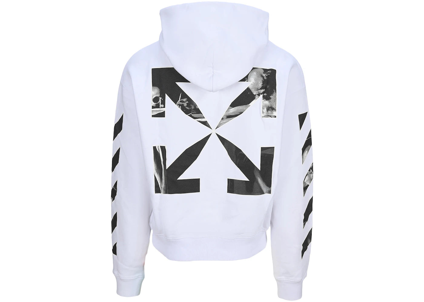 OFF-WHITE Diagonal Stripes Caravaggio Saint Jerome Writing Arrows Hoodie White/Black - vue secondaire B
