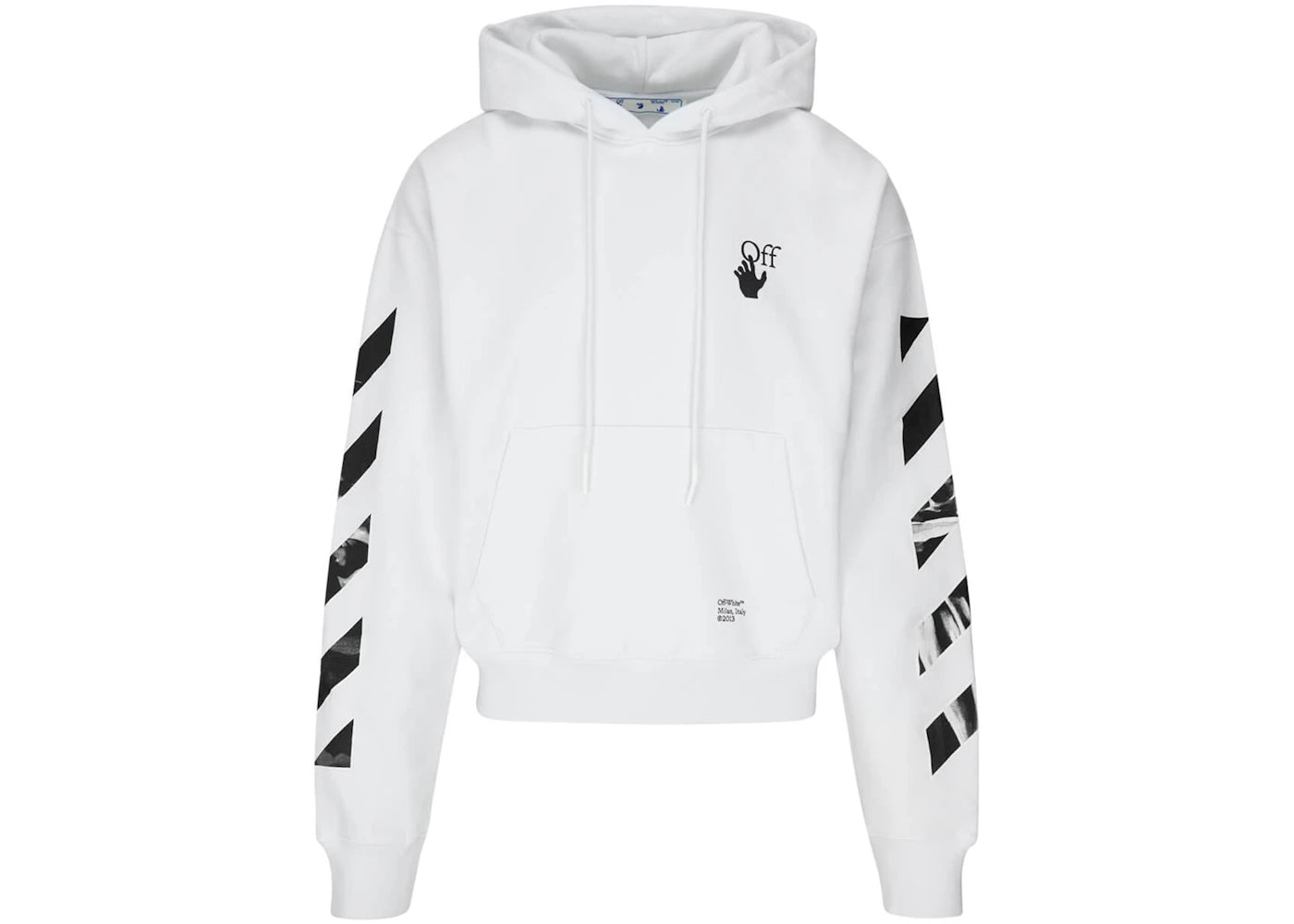 OFF-WHITE Diagonal Stripes Caravaggio Saint Jerome Writing Arrows Hoodie White/Black - vue secondaire A