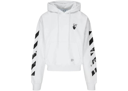 OFF-WHITE Diagonal Stripes Caravaggio Saint Jerome Writing Arrows Hoodie White/Black - apparel view 2