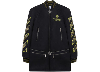 OFF-WHITE Eagle Wool Twill Varsity Coat Black/Poison Green - product view 2
