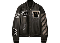 OFF-WHITE Full Leather Varsity Jacket Black