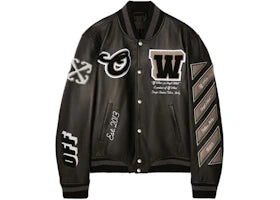 OFF-WHITE Full Leather Varsity Jacket Black - vue 360