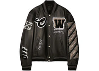 OFF-WHITE Full Leather Varsity Jacket Black