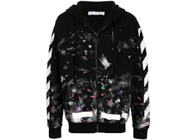OFF-WHITE Galaxy Brushed Zip Up Hoodie Black - authentic OFF-WHITE apparel