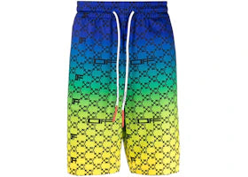 OFF-WHITE Iridescent All Over Arrows Monogram Shorts Blue/Yellow/Black - vue 360