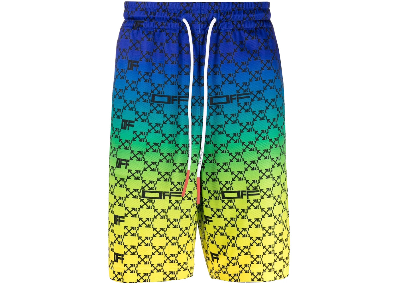 OFF-WHITE Iridescent All Over Arrows Monogram Shorts Blue/Yellow/Black - vue secondaire A