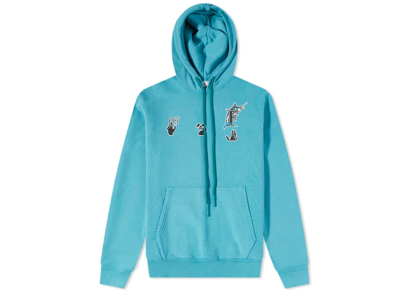 OFF-WHITE MLB Miami Marlins Hoodie Lake Blue - vue secondaire A