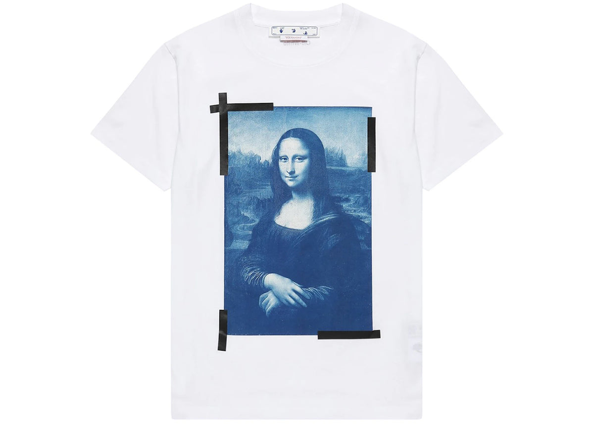 OFF-WHITE Mona Lisa Print Logo Slim Fit T-shirt White/Blue/Black - vue 360