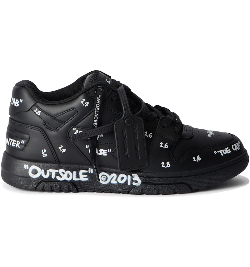 OFF-WHITE Out Of Office Low Tops Black White Text Motifs - vue 360