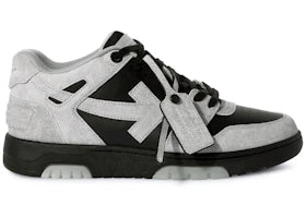 OFF-WHITE Out Of Office "OOO" Low Tops Light Grey Black Suede - vue 360