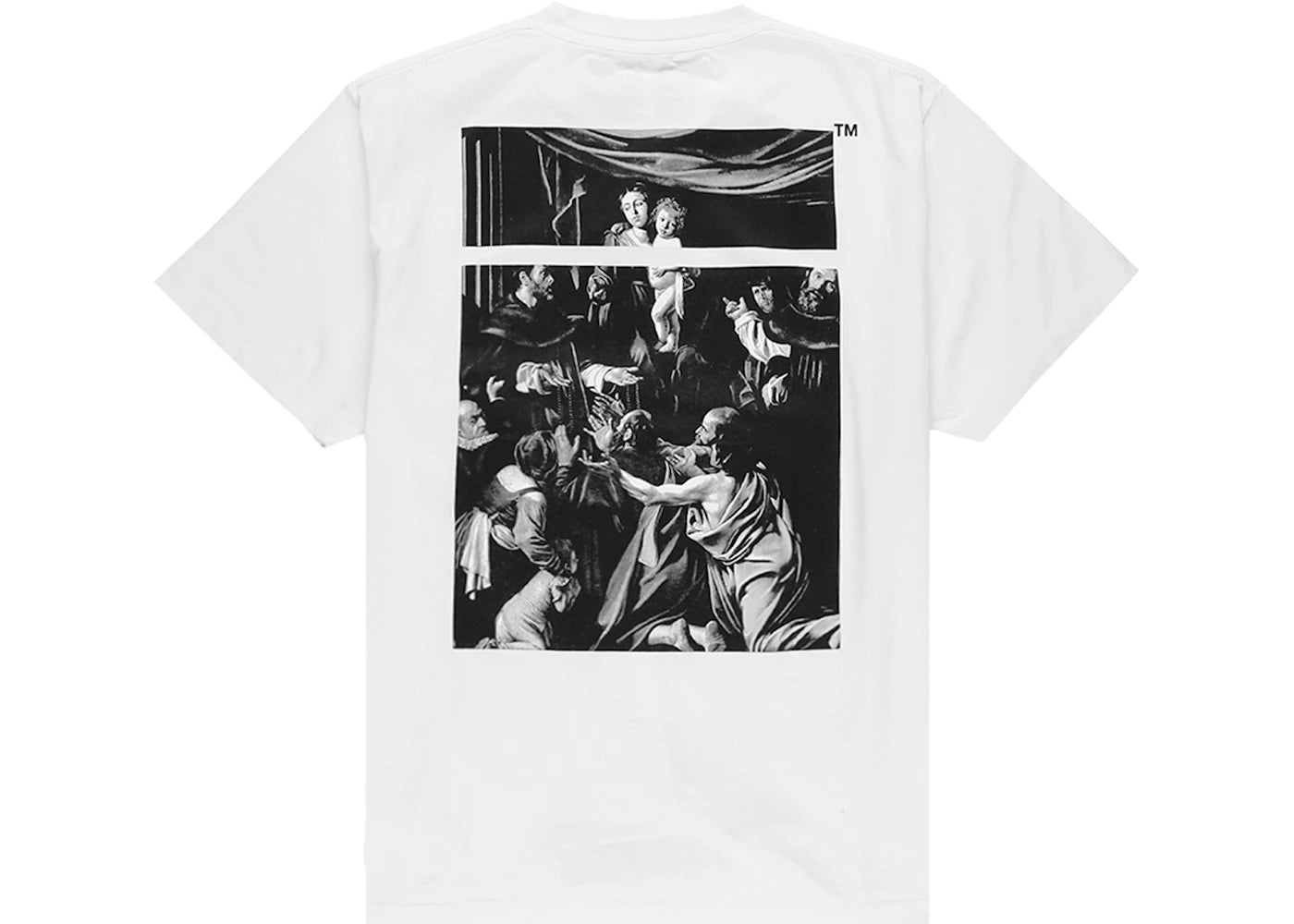OFF-WHITE Oversized Fit Caravaggio Square T-Shirt White/Black - vue secondaire B