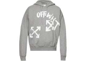 OFF-WHITE Paint Script Arrows Skate Hoodie Grey/White