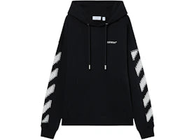 OFF-WHITE Pixel Diagonal Skate Hoodie Black-White - vue 360