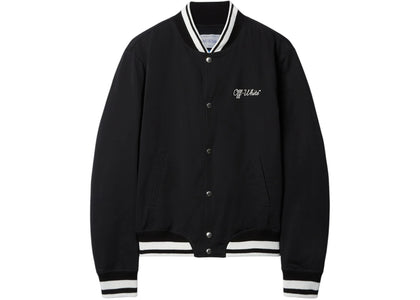 OFF-WHITE Script Cotgab Souvenir Varsity Jacket Black - apparel view 2