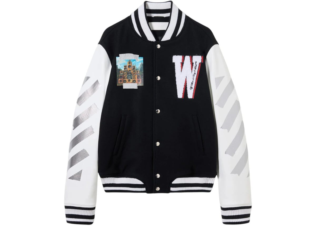 OFF-WHITE Soundsystem Varsity Jacket Black/Red Dahlia - vue secondaire A