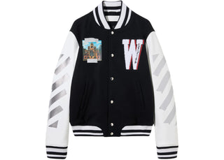 OFF-WHITE Soundsystem Varsity Jacket Black/Red Dahlia - apparel view 2