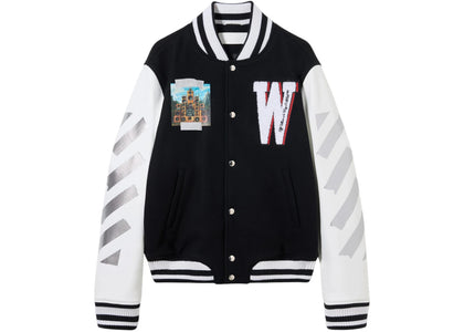 OFF-WHITE Soundsystem Varsity Jacket Black/Red Dahlia - apparel view 2