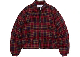 OFF-WHITE Spray Arrow Check Flannel Down Jacket Bordeaux/Purple-Black