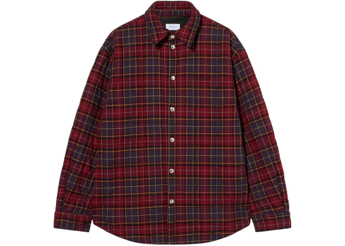 OFF-WHITE Spray Arrow Check Padded Overshirt Burgundy/Black - vue 360