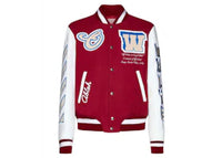 OFF-WHITE Varsity Wool-Blend Bomber Jacket Red/White