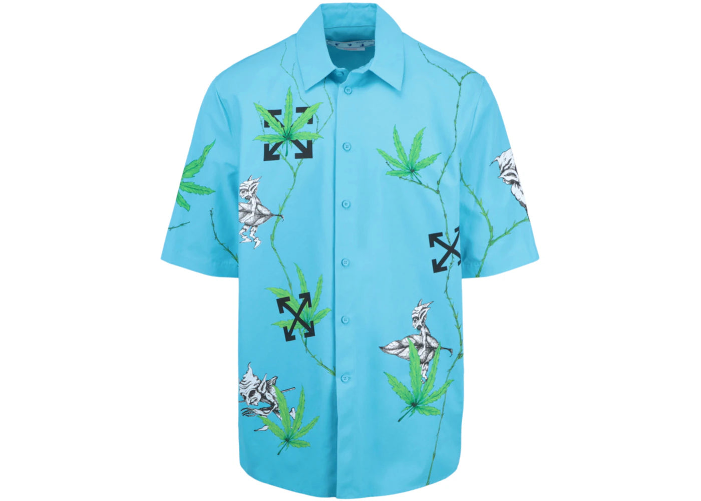 OFF-WHITE Weed Over Kurzarmhemd Blau