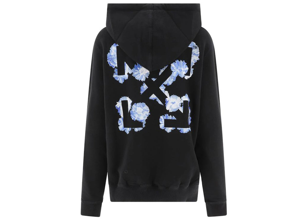 OFF-WHITE Women's Embroidered Floral Arrow Reg Hoodie Black - vue 360